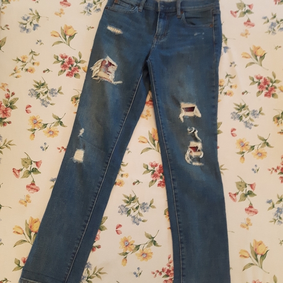 💜 size 26R Gap distressed plaid patched jeans 👖 - Picture 9 of 14